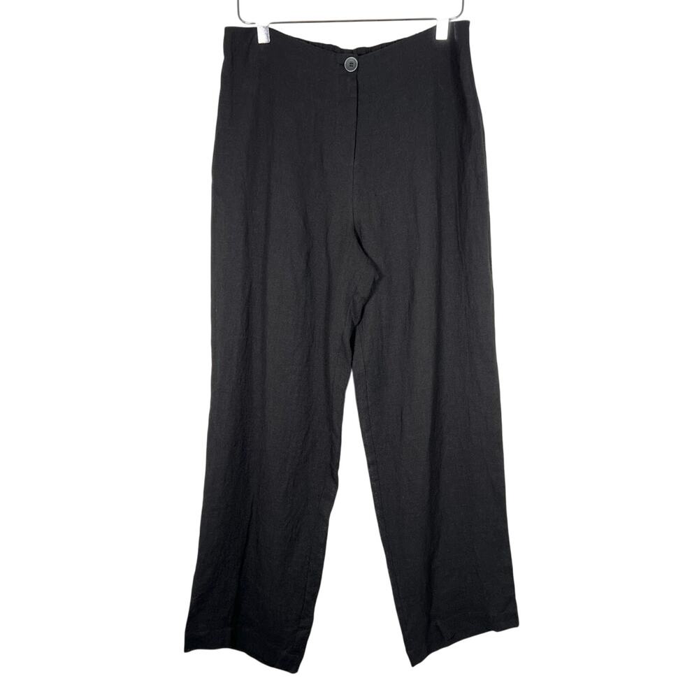 Crea Concept Women's Linen Wide Leg Pants 42 / 10 US Black Lined Straight